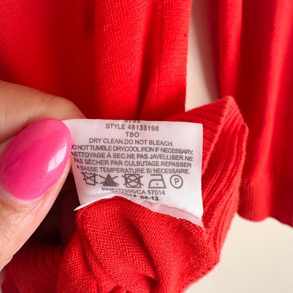 Tory Burch Red Button Front V Neck Cardigan Sweater - Small - Picture 5 of 9
